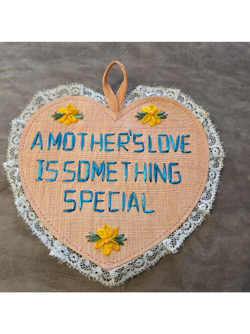 Vintage Cross Stitch heart Flowers Plastic Made In Philippines